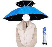 SUQ Chapeau de parapluie pliable pour la pêche, les mains libres, petit chapeau de parasol, protection solaire pour les activités de plein air, la randonnée (Bleu)