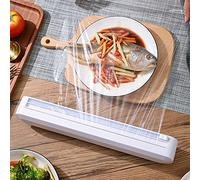 SUQ Distributeur de Film Étirable à Ventouse, Dérouleur Coupe-Film Papier, Coupe-Film en Plastique Réutilisable pour Film Alimentaire, Feuille d'Étain, Cuisine à Domicile, Restaurant, Sans BPA (Blanc)