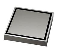 Suqare Drianer de Douche, Siphons de Sol Invisibles de 4 Pouces avec Insert de Carrelage, Siphon de Sol de Douche en Acier Inoxydable avec écrans Amovibles, Siphon de Sol de Salle de Bain(Gris)