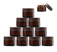 SuQurtom Lot de 10 pots vides en verre ambré de 30 ml avec couvercle et doublure - Récipients rechargeables en verre marron pour cosmétiques, crèmes, lotions, huiles essentielles