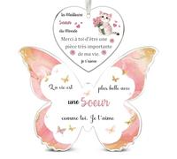 Sœur Cadeaux Ensemble 2 Pièces Plaque Acrylique Papillon Cœur Ornement Suspendu Anniversaire Femmes Graduation Inspirant Apprécier d'anniversaire Noël Journée Famille Retraite Adieu Souvenir