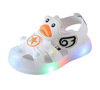 Sur Chaussure- Sandale Enfant Fille Lumière sur bébé enfants garçon sandales à semelle souple enfants plage Sandale décontracté dessin animé canard (White 21 Toddler)