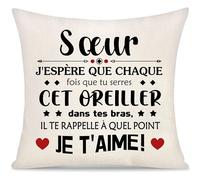 Sœur J'espère Que Chaque Fois Que Tu Serres Cet Oreiller il Te Rappelle a Quel Point Je t'aime Housse de Coussin pour Femme Fille Idée Inspirants Cadeaux Graduation Cadeaux d'anniversaire Noël (Sœur)
