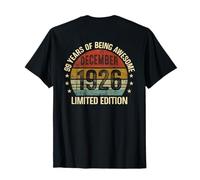 sur Le Dos - Anniversaire de décembre 1926 édition limitée Vintage 99ème T-Shirt