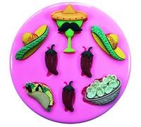 sur le thème du Mexique Sombrero Chilli Tequilla Nacho tacos Moule Moule en silicone pour décoration de gâteaux gâteaux en pâte à sucre Fairie Blessings