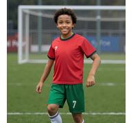 [Sur mesure] Ensemble de maillot de soccer de l'équipe nationale du Portugal n°7 personnalisé avec nom - Fait de polyester, avec un Top à col rond et des shorts, convient pour l'entraînement sportif e
