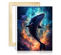 sur toile facile à peindre œuvres d'art animaux épaulards peinture par numéros bricolage adultes débutants 3 pinceaux et peintures acryliques pour décoration intérieure cadre bricolage (30x40cm)