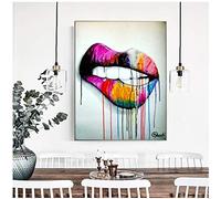 sur Toile Tableau Pop Art Aquarelle Bouche Peintures DéCoratives pour Salon Murale Toile Tableau Abstraite Tableaux Affiche Decoration à La Maison sans Cadre