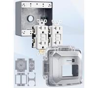 SURAIELEC Kit de prise GFCI d'extérieur à 2 voies avec couvercle résistant aux intempéries et boîte de jonction, couvercle de sortie certifié UL, prise GFCI 20 A TR WR ETL, boîte extra résistante non