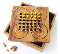 SURAKARTA - jeu de société indonésien de stratégie pour 2 joueurs à partir de 7 ans en bois massif aux normes CE. Marque française le Délirant®, jeux de voyage rangement facile avec plateau refermable