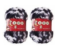 Surakey 2PCS Imitation Fourrure Fil à Tricoter Duveteux en Peluche Épais Fil de Laine Super Doux Imitation Fourrure Crochet Fil pour Tricoter Manteau Gants Chapeau, 100g Type 13