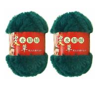 Surakey 2PCS Imitation Fourrure Fil à Tricoter Duveteux en Peluche Épais Fil de Laine Super Doux Imitation Fourrure Crochet Fil pour Tricoter Manteau Gants Chapeau, 100g Type 21