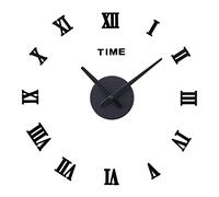 Surakey 3D Horloge Murale Chiffres Romains DIY Horloge Murale Digitale sans Cadre Pendule Murale Silencieuse Mural Miroir Sticker Horloge Murale Geante pour Chambre Cuisine Salon, 50-70cm Noir