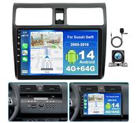 Surakey 4G+64G Android 14 Autoradio pour Suzuki Swift 2005-2010 avec sans Fil CarPlay Android Auto 10 Pouces Radio avec GPS WiFi Bluetooth FM SWC Microphone+Caméra de Recul