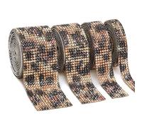 Surakey 4pcs Ruban Strass Autocollant, Décoration Ruban de Diamant, DIY Bandes de Strass Autocollantes pour Décoration de Mariage, d'anniversaire, Loisirs créatifs 9mm+135mm+180mm+222mm (Léopard)