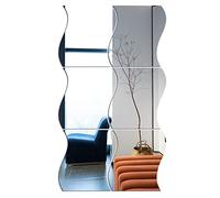Surakey 6PCS Miroir Ondulé Miroir Mural Décoratif, 3D Miroir Décoratif Moderne Amovible, DIY Art Miroir Acrylique Décoratif pour Maison Salon Chambre Canapé TV Décoration Murale (Argent 16,5x19cm)