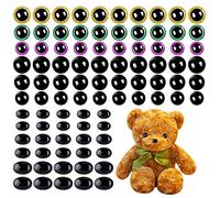 Surakey 90pcs Yeux de Securite Noir 10-20mm avec 30 Ovale Nez Amigurumi Plastique Yeux de Poupée à Coudre Yeux de Securite Amigurumi DIY Dessinée en Peluche Jouet Ours Yeux Peluche Jouets Accessoires