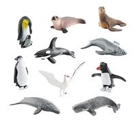Surakey Animaux Marins, Lot de 10 Figurines D Animaux Arctiques, Animaux Marins en Plastique Jouet éducatif Précoce, Décoration de Fête d'anniversaire de Gâteaux, Cadeaux pour Enfants