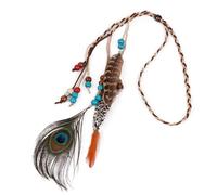 Surakey Bandeau en plumes de paon indien - Bijou de tête bohème hippie - Bijou de cheveux bohème pour femme et fille - Bijou de tête de carnaval
