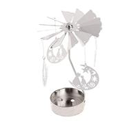 Surakey Bougeoir Rotatif Créatif Motifs de Noël Chandelier en Métal, Argent Porte Bougies Rotatif, Carrousel De Bougie pour Maison Mariage Fête, Décoration de Table de Noël, Chat