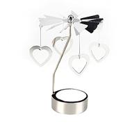 Surakey Bougeoir Rotatif Créatif Motifs de Noël Chandelier en Métal, Argent Porte Bougies Rotatif, Carrousel De Bougie pour Maison Mariage Fête, Décoration de Table de Noël, Cœur d'amour