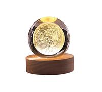 Surakey Boule de Cristal D'soleil 3D Veilleuse LED Projection en Verre Luminescente Clear avec Base en Bois de Hêtre, Touch Sensor Light, Cadeaux pour Enfants pour Noël, Anniversaire, Thanksgiving