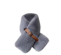 Surakey Col en Fausse Fourrure de Renard pour Femmes, Châle étole en Fausse Fourrure avec Ceinture en Cuir 80cmx12cm, Mode Écharpe en Fourrure Artificielle Hiver Chaud pour Homme Femme (Gris)
