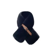 Surakey Col en Fausse Fourrure de Renard pour Femmes, Châle étole en Fausse Fourrure avec Ceinture en Cuir 80cmx12cm, Mode Écharpe en Fourrure Artificielle Hiver Chaud pour Homme Femme (Noir)