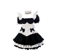 Surakey Cosplay Maid Outfit Noir et Blanc Costume de Soubrette Française Robe de Servante Cosplay Anime Jupe Courte Multicouche Femme Robe de jeu de rôle Costumes de Carnaval d'Halloween (5XL)