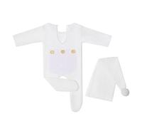 Surakey Costume de photographie de nouveau-né,2 Pièces Accessoires de Photographie de Bébé Nouveau-Né Tenues en Tricot au Crochet Barboteuse + Chapeau Ensemble pour Fille Garçon Photo Shooting