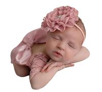 Surakey Costumes de Photographie Props Nouveau-né Bébé, Baby photoshooting Costumes Ensemble, Fille Barboteuse en Dentelle avec Bandeau Accessoires de Photographie Costume pour bébé de 0 à 2 Mois