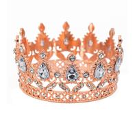 Surakey Couronne Gâteau Topper, Mini Couronne de Gâteau en Métal Or Rose, Décoration de Gâteau pour Anniversaire Mariée Mariage Royauté Thème Décoration de Fête Fournitures