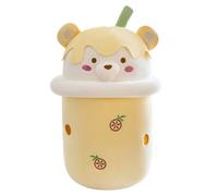 Surakey Coussin Peluche Lait Thé Oreiller Peluche Doux Kawaii Bubble Tea Peluche Poupée Lait Thé Coussins Oreiller en Peluche Jouets Peluche Kawaii Jouet Doux Deco Cadeau pour Enfants (Jaune/25cm)