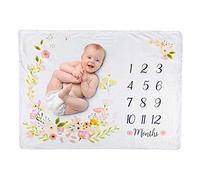 Surakey Couverture Étape Bébé Photo Mensuelle, Tapis Mois Bébé, Cadeau Naissance Fille Garçon,Couverture Bebe Monthly Milestone,Couverture Personnalisée Bébé Fond pour Nouveau-né Prop