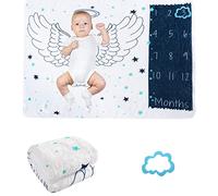 Surakey Couverture Étape Bébé Photo Mensuelle, Tapis Mois Bébé Garçon Ou Fille,Couverture Bebe Monthly Milestone,Couverture Personnalisée Bébé Fond pour Nouveau-né Prop, Cadeau Naissance Fille Garçon