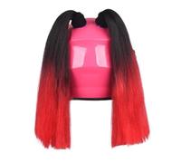 Surakey Décoration de Casque de Moto, Double Queue de Cheval Moto avec Ventouse, Casque De Moto Perruque De Casque, Accessoires De Moto Personnalisés Auto-Adhésifs Mignons, 2 pièces Rouge