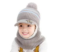 Surakey Enfants Chapeau Hiver Chaud,Bonnet Bébé Fille Hiver, Bonnet Echarpe Set, Bonnet Bebe Casquette et Écharpe Masque Tricoté 3-en-1, Bébé Enfant Hiver Chapeaux Earflap pour 2-5 Ans