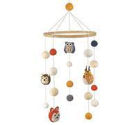 Surakey Lit Bébé Mobile Mobile avec Boules de Feutre Musical Bébé en Bois Cloche de Lit Feutre Animaux de Forêt Pendentif Lit Bébé Table à Langer Décoration Suspendue pour Chambre d'enfant
