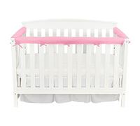 Surakey Lot de 3 housses de protection pour rail de berceau de bébé, Protège-Bords de Lit Bébé Protection de Dentition pour Bébé, anti-mastication, compatible avec les rails latéraux et avant, rose