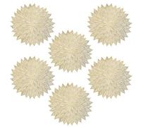 Surakey Lot de 6 Sets de Table Ronds en PVC Feuilles Creux 38cm Résistants à La Chaleur Et Antidérapants Napperon de Table pour Salle à Manger Cuisine Et Mariage Décoration de Table (Doré)