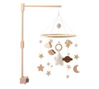 Surakey Mobile Bébé Bois, Suspendu Hochet Mobile avec Support de Lit en Bois, Cloche de Lit Suspendue Pendentifs Mobile Musical Bébé pour Lit de Bébé, Jouet Bebe 0 à 6 Mois, Type 5