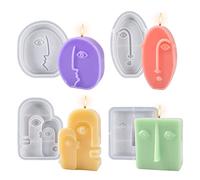 Surakey Moule à Bougie en Silicone Bougies Parfumées Moules 3D Visages Abstraits Gypse de Bougie Moules à Pâtisserie Moule Silicone Artisanal pour Bougies, Savon, Gâteaux, Chocolats, Blanc