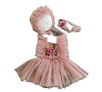 Surakey Nouveau-né Dentelle Barboteuse Photographie Accessoire Bébé Fille Bébé Photo Accessoire Body Tenue avec Chapeau Fleur