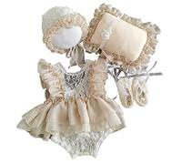 Surakey Nouveau-né Dentelle Barboteuse Photographie Accessoire Bébé Fille Bébé Photo Accessoire Body Tenue avec Chapeau Fleur