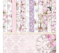 Surakey Papier Scrapbooking 24 Mini Bloc Papier Scrap Double Face Fleurs Amour Dentelle Papier Décoratif Scrapbook Multicolore Décoration pour Album de Journal, Albums, Papier Cartes 15.2x15.2cm