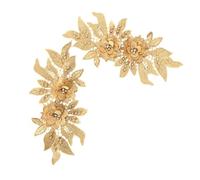 Surakey Patch Tissu 2 Pièces Écusson Fleur Dentelle Broderie Applique Patches Décoratifs Correctifs de Coudre Dentelle Accessoires de vêtements à Fleurs Brodées pour Bricolage Coudre Décorer (Doré)