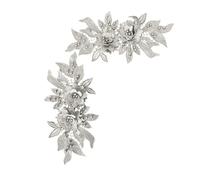 Surakey Patch Tissu 2 Pièces Écusson Fleur Dentelle Broderie Applique Patches Décoratifs Correctifs de Coudre Dentelle Accessoires de vêtements à Fleurs Brodées pour Bricolage Coudre Décorer (Argent)