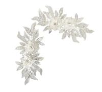 Surakey Patch Tissu 2 Pièces Écusson Fleur Dentelle Broderie Applique Patches Décoratifs Correctifs de Coudre Dentelle Accessoires de vêtements à Fleurs Brodées pour Bricolage Coudre Décorer (Blanc)