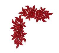 Surakey Patch Tissu 2 Pièces Écusson Fleur Dentelle Broderie Applique Patches Décoratifs Correctifs de Coudre Dentelle Accessoires de vêtements à Fleurs Brodées pour Bricolage Coudre Décorer (Rouge)