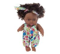 Surakey Poupée Africaine Noire 20CM Poupée Filles Réaliste aux Cheveux Bouclés Réaliste Poupée Naissance en Vinyle Souple Poupées Interactives Jouets Cadeau d'anniversaire pour Enfants Filles Type 5